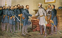 General Robert E. Lee overgir seg ved Appomattox Court House 1865.jpg