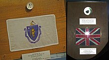 Examples of 'Moon rocks' display. To the left, part of Massachusetts lunar sample display of Apollo 11. To the right, United Kingdom lunar sample display of Apollo 17 Goodwill moon rock plaques.jpg