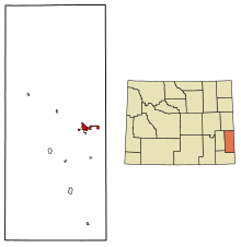 Goshen County Wyoming Incorporated ve Unincorporated alanları Torrington Vurgulanan 5677530.svg