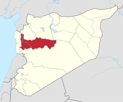 La ubicación de la provincia en Siria.