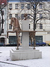 Statue of Jaroslav Hašek in Žižkov, near the pubs where he wrote some of his works