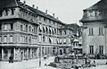 Die Einhorn-Apotheke (Eckhaus links) am Hafenmarkt in Heilbronn, Aufnahme von 1868.