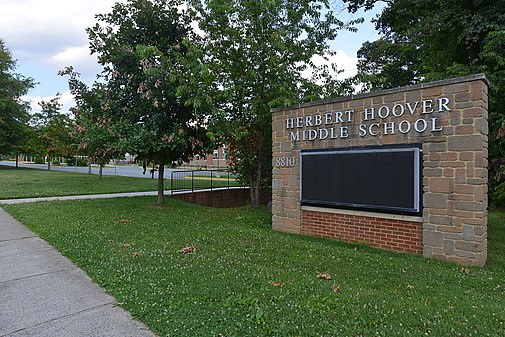 Herbert Hoover Middle School sign, Potomac, Md