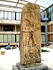 Luwian storm god Tarhunz in the National Museum of Aleppo Hetite God in Aleppo.jpg