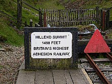 Hillend Summit, Glengonnar Station, 1,498 feet (457 m) ASL. Hillend Summit, Glengonnar Station - geograph.org.uk - 12660.jpg