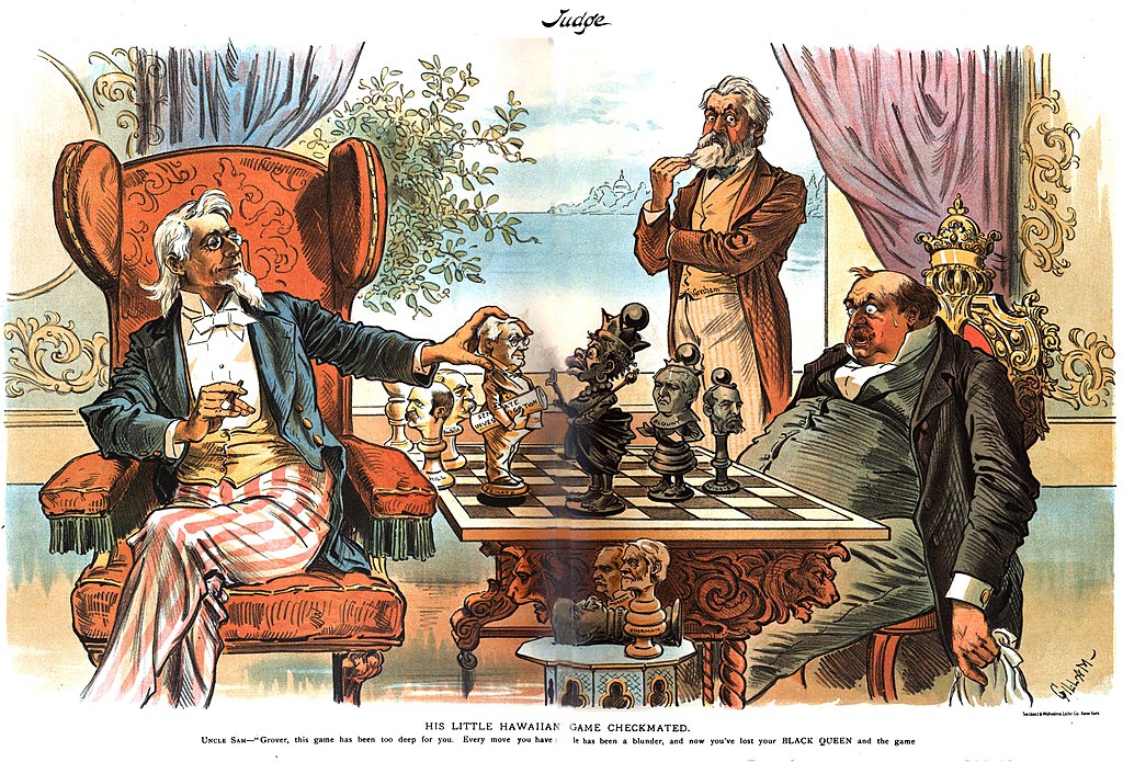 File:His Little Hawaiian Game Checkmated political cartoon 1894 (retouched  - HR).jpg - Wikipedia