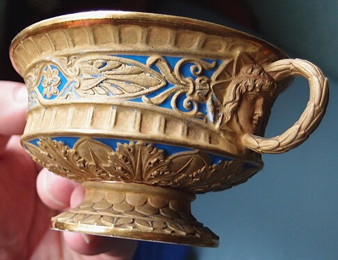 Historical two-handled soup cup in Empire style