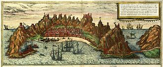 Aden, with Portuguese fleet (1590) Hogenberg.Aden.jpg