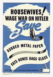Poster from wartime Canada, encouraging housewives to "salvage" Housewives! Wage War on Hitler - Save - DPLA - 38319075b7298ab8ed2d9b792495f644.jpg