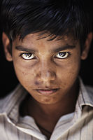 Dark hair boy with brilliant eyes Varanasi Benares India
