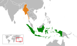 Endonezya ve Myanmar'ın konumlarını gösteren harita