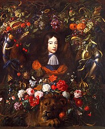 Portrait of William III of Orange, aged 10, portrait by Jan Vermeer van Utrecht and decor by Jan Davidsz. de Heem, c.1659-1666, oil on canvas, Museum of Fine Arts of Lyon, France