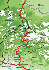 Map of the Karakoram Highway including Yengisar