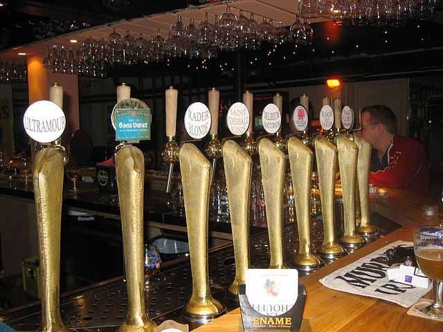 draught beer bar with lots of