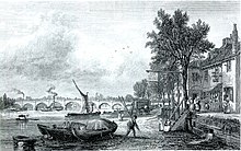 Engraving of Kew Bridge and Strand-on-the-Green, 1832