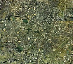 Koriyama city center area Aerial photograph.1975.jpg