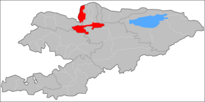 موقعیت شهرستان پانفیلوف، قرقیزستان در نقشه