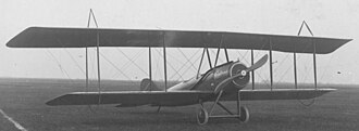LWF model V as initially built, with kingposts supporting outer wings, which were later replaced with struts braced to the lower wing L.W.F. Model V-1 airplane - NARA - 17341713 (cropped).jpg