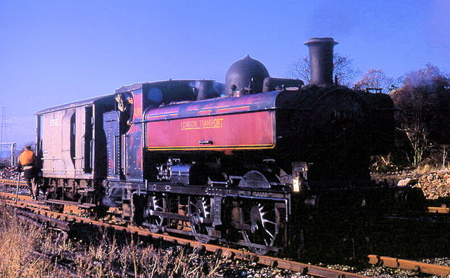 Ex-GWR 5700 class, London Transport No. L95 shunts at Croxley, 1969