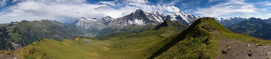 The Bernese Alps and Grindelwald as seen from Männlichen