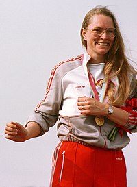 Linda Thom ved de olympiske lege i 1984