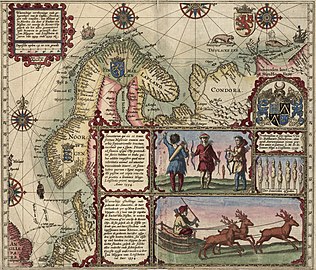 Kort af Willem Barentsz' første rejse af Jan Huygen van Linschoten