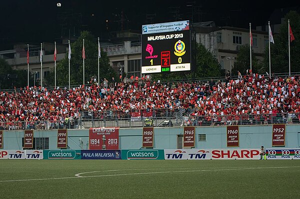 Typical support from LionsXII fans at the Jalan Besar Stadium every home match