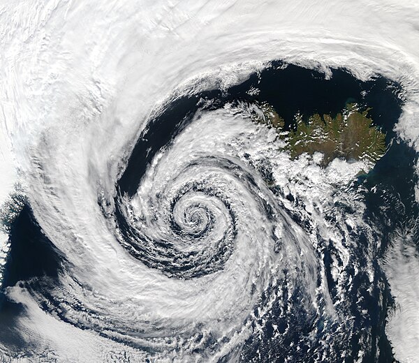 An extratropical cyclone near Iceland on September 4, 2003