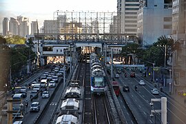 MRTC 3000 trains from Kamuning footbridge.jpg