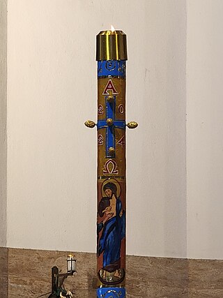 <span class="mw-page-title-main">Paschal candle</span> Candle used in liturgies of Western churches during the Easter season