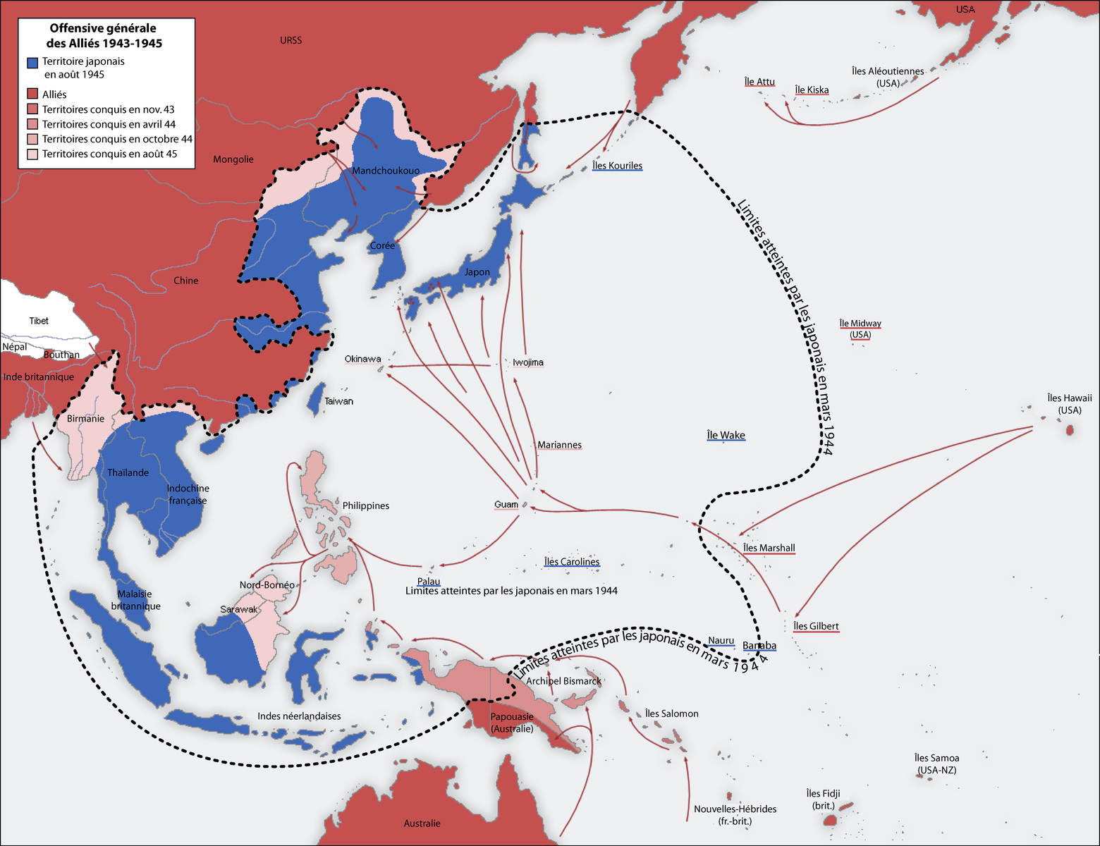 Карта азии 1945