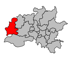 Kanton na mapě arrondissementu Rennes