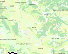 Mapa obce Blieux