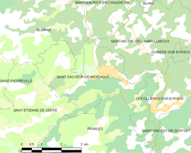 Mapa obce Saint-Sauveur-de-Montagut