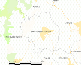 Mapa obce Saint-Geniès-de-Fontedit