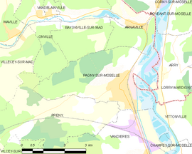 Mapa obce Pagny-sur-Moselle