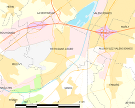 Mapa obce Trith-Saint-Léger