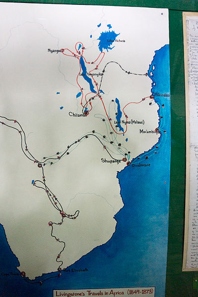 File:Map of Livingstone's travels, Blantyre Chichiri Museum.jpg