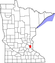 Map of Minnesota highlighting Ramsey County Map of Minnesota highlighting Ramsey County.svg