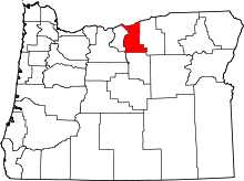 Harta e Gilliam County në Oregon