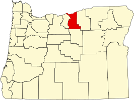 Locatie van Gilliam County in Oregon