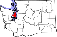 Map of Washington highlighting Kitsap County