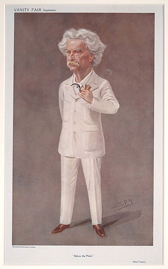 Caricature of Twain by Spy in the London magazine Vanity Fair, May 1908