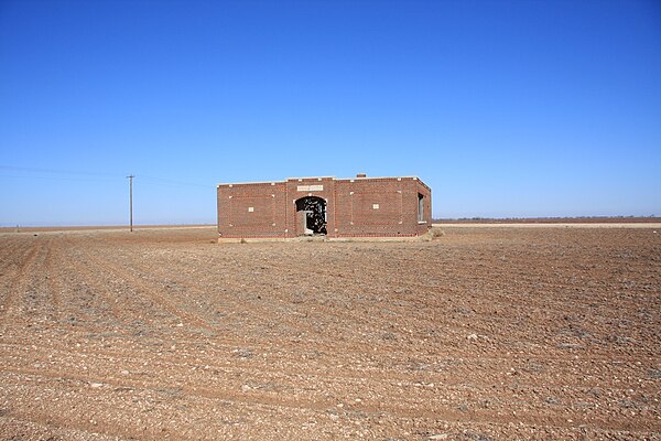 Abandoned schoolhouse in the ghost town of Mesquite