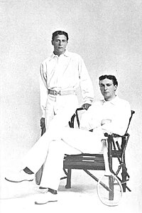 Reginald Doherty won Wimbledon four times and his brother Laurence won it five times. Messrs. R.F. and H.L. Doherty Doubles Champion of England (1897-1901) by Elliot and Fry.jpg