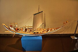 Model of a ship based on a fresco (about 1700 B.C.) at the National Archaeological Museum of Athens on 21 September 2018.jpg