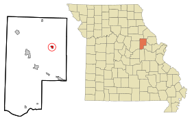 Montgomery County Missouri Incorporated and Unincorporated areas Bellflower Highlighted.svg