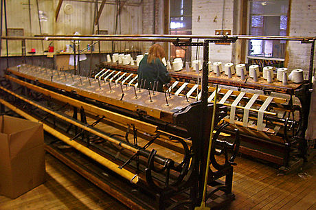 Spinning room still in use at the mill Montgomery Mills spinning room.jpg