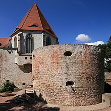 Moritzburg, north-east tower. Moritzburg, Nordostturm mit Studentenclub "Turm".jpg