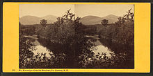 Stereoscopic image titled Mt. Kiarsarge from the Meadows, No. Conway, N.H. by 19th century North Conway photographer Nathan W. Pease